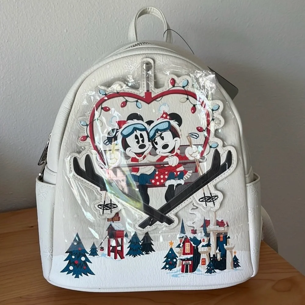 NWT Disney Loungefly Mickey & Minnie Mouse Holiday Backpack